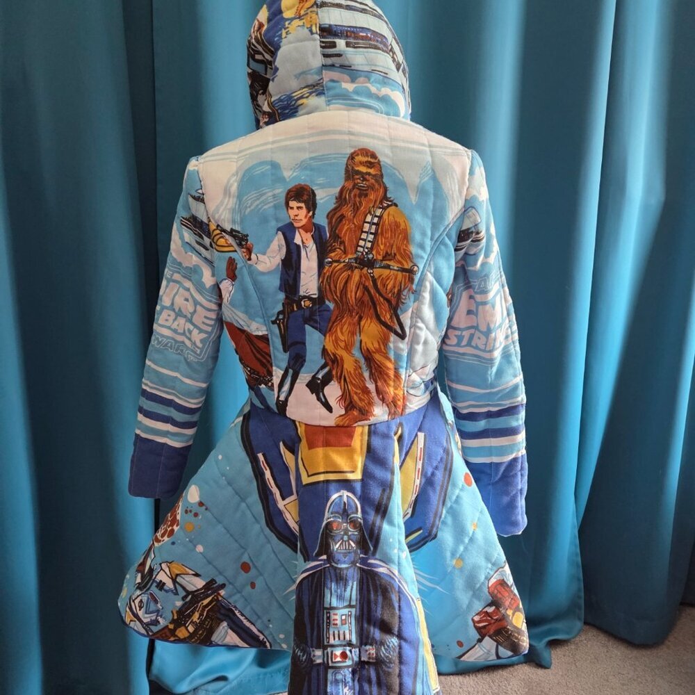 One-of-a-Kind VINTAGE EMPIRE STRIKES BACK Star Wars Custom quilt Jacket XS/S - Picture 7 of 16